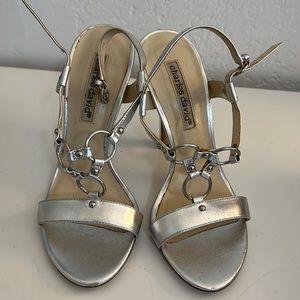 Charles David metallic silver heels